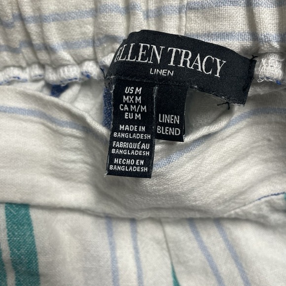ELLEN TRACY Women's Sz Medium Linen Blend Striped Ankle Pants w/ Pockets - Picture 5 of 7